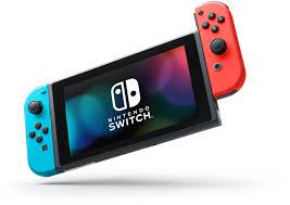 Nintendo Switch, Nintendo Switch Konsole mit Joy-Cons (Neon-Rot | Neon-Blau) mit Fifa 19+ Mario Kart Deluxe Spiele,  in OVP. | Zustand: Sehr Gut | Farbe: schwarz