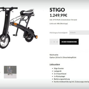 Stigo Klapproller WHSTG001250, Mit Ladegerät. Akku defekt, lässt sich nicht laden.