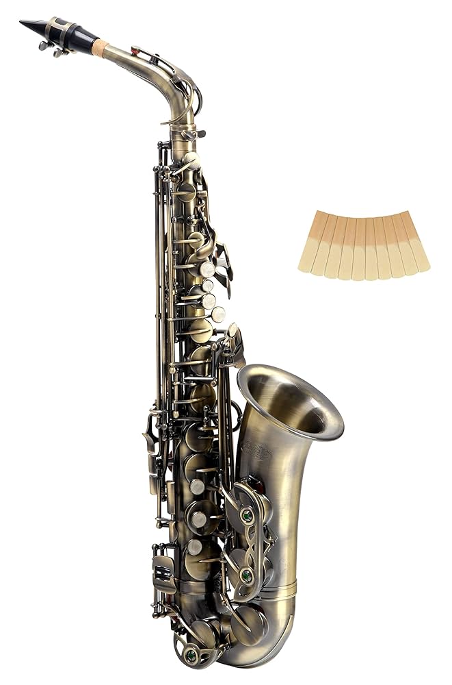 Antigua Winds Altsaxophon inkl. Koffer, Antigua Winds Altsaxophon mit Seriennummer LA1028456, Vintage-Optik, inkl. Koffer und Zubehör. | Zustand: Gut