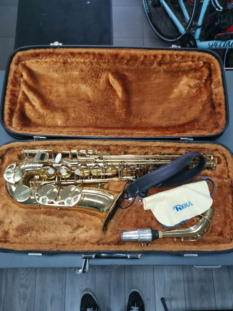 Antigua Winds Altsaxophon inkl. Koffer, Antigua Winds Altsaxophon mit Seriennummer LA1028456, Vintage-Optik, inkl. Koffer und Zubehör. | Zustand: Gut – Bild 5