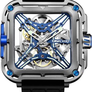 CIGA Design X Series, 09/2023, Mechanical Skeleton Watch, OVP, mit Originalrechnung vom 06.09.2023, blau | silberfarben | Zustand: Sehr Gut | Farbe: silber