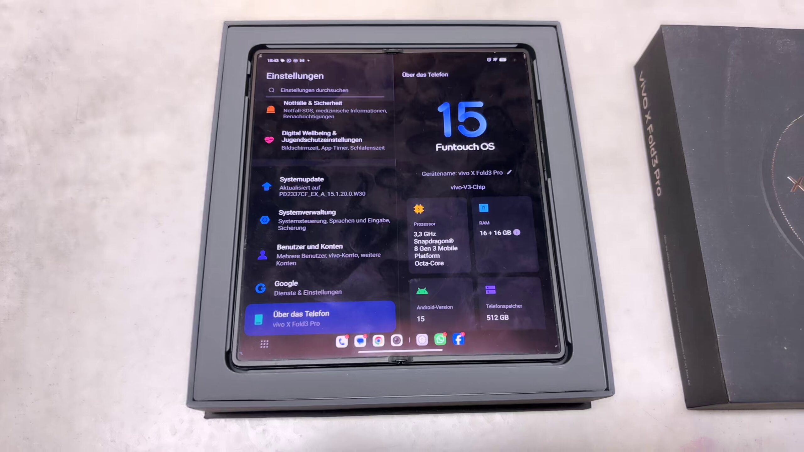 Vivo X Fold 3 Pro, Snapdragon 8 Gen 3, 16GB RAM, 5700mAh Akku, faltbares Display, zerkratzt.kante abgenutzt | SimLock: Frei | Zustand: In Ordnung | Farbe: schwarz | Akku: 87% – Bild 2