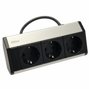 EVOLine 3-fach Steckdose silber/schwarz, Steckdosenleiste 3-fach, silber | schwarz, OVP, vermutlich Modell Dock oder V-Dock. | Zustand: Neu