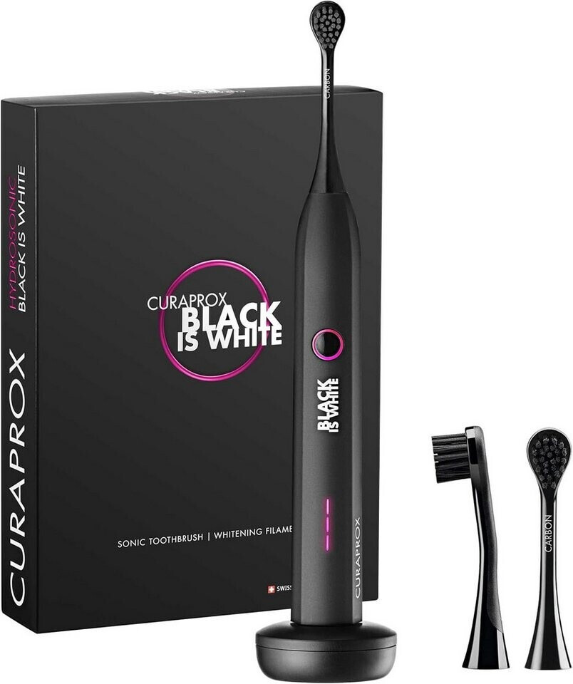 Curaprox Hydrosonic Black Is White, Schallzahnbürste, matt-schwarz, mit 2 Carbon-Bürstenköpfen, OVP | Zustand: Neu – Bild 3