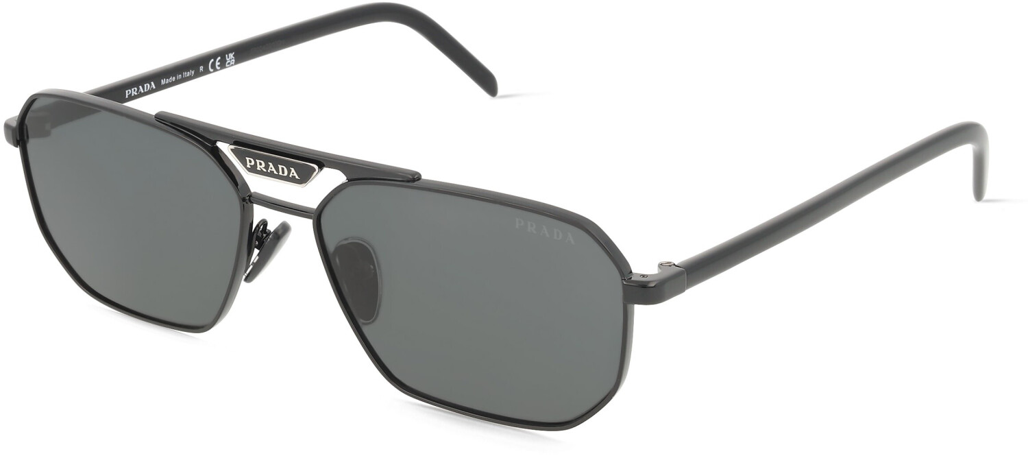 Prada PR 58YS 1AB5S0 Schwarz, Herren Sonnenbrille Pilotform, Metall | Acetat, Gläser Grau, neu mit OVP. | Zustand: Wie Neu