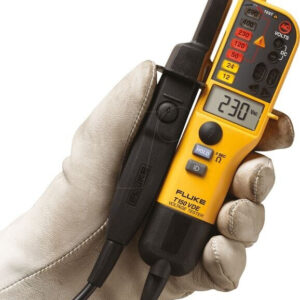 Fluke T150 VDE, Zweipoliger Spannungs- und Durchgangsprüfer, 6-690V AC | DC, mit LCD und zuschaltbarer Last. | Zustand: In Ordnung