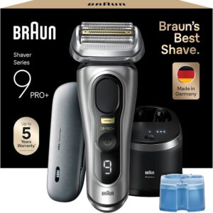 Braun Series 9 Pro+ 9577cc, Elektrorasierer mit Reinigungsstation, Ladeetui, Ladegerät, Made in Germany. | Zustand: In Ordnung