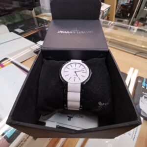Jacques Lemans Ceramic, Weiße Keramik-Armbanduhr mit Datum in Originalverpackung (ovp). | Zustand: Sehr Gut