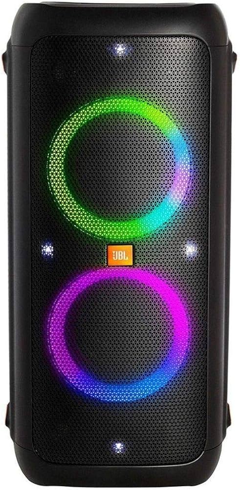 JBL Partybox 300 Schwarz, Gebraucht, Gitter vorne leicht eingedrückt, mit Lichteffekten und Akku. | Zustand: In Ordnung