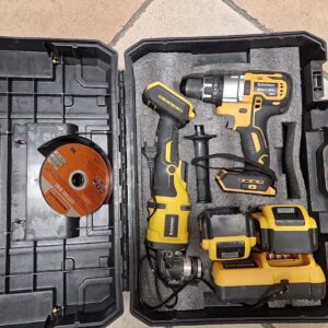 Krischner 88V Schlagbohrer/Schleifer Set, Akku-Set mit Schlagbohrer und Winkelschleifer, 2x 6.0Ah Akkus, Ladegerät, Koffer | Zustand: Sehr Gut