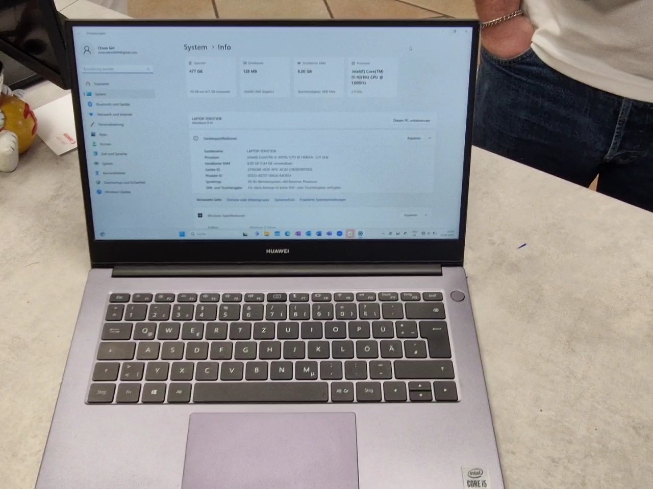 Huawei MateBook D 14 i5-10210U 8/512 Grau, 14 Zoll FHD IPS, Intel i5-10210U, 8GB RAM, 512GB SSD, Win 11 Home. Modelljahr wahrscheinlich 2020. | Zustand: Sehr Gut – Bild 2