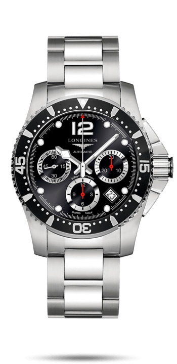 Longines HydroConquest Chrono L3.744.4, Automatik, Edelstahl, schwarzes Zifferblatt, mit Box und Papieren. | Zustand: Sehr Gut