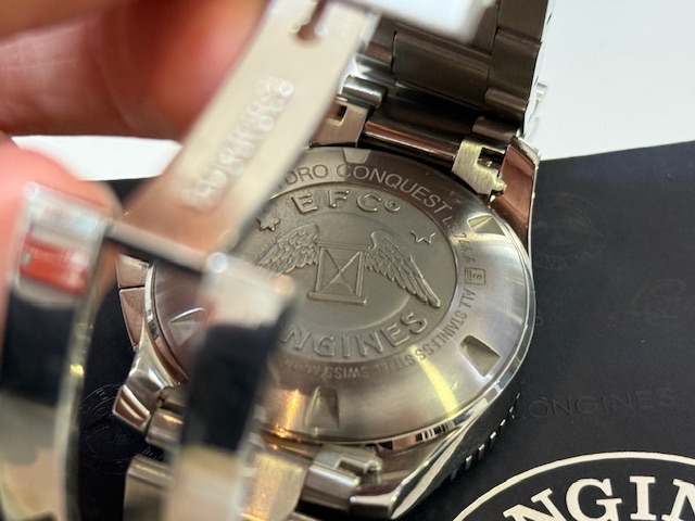 Longines HydroConquest Chrono L3.744.4, Automatik, Edelstahl, schwarzes Zifferblatt, mit Box und Papieren. | Zustand: Sehr Gut – Bild 4