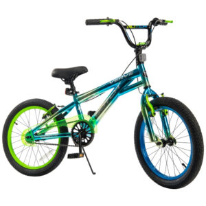 Verve Glitch 18 Zoll Blau/Grün, Kinder-BMX-Fahrrad mit Stahlrahmen, Kettenschutz und Seitenständer, auffällige Farbe.  | Zustand: Sehr Gut