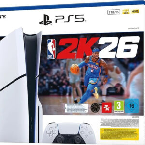 Sony PS5 Slim Disc NBA 2K26 Bundle, PlayStation 5 Slim mit Laufwerk und NBA 2K26 als digitaler Gutschein. | Zustand: Neu | Farbe: weiss