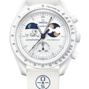 Omega x Swatch MoonSwatch Earthphase Cold Moon, Bioceramic, Moonshine Gold, Snoopy, Earthphase, mit Verpackung, Schneeflocken-Detail | Zustand: Sehr Gut