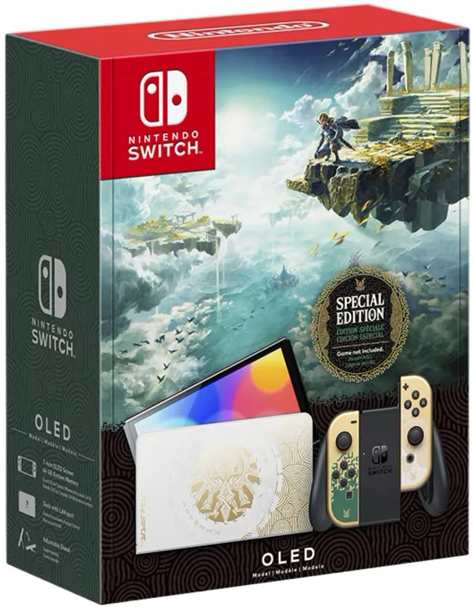 Nintendo Switch OLED Zelda TotK Edition, Special Edition mit Dock, Joy-Cons, Ladegerät, Mit Spiel | Zustand: Sehr Gut | Farbe: schwarz