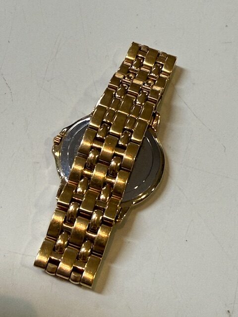 Raymond Weil Tango 5560 Gold Blau, Quarz Uhr mit goldfarbenem Gehäuse und Armband, blauem Zifferblatt und Datumsanzeige. | Zustand: Sehr Gut – Bild 3