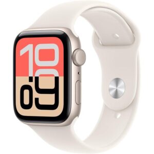 Apple Watch SE GPS 44mm Starlight 2025, GPS, Aluminiumgehäuse, helle Farbe (Starlight), OVP, 3. Generation (SE 3) | Zustand: Sehr Gut | Farbe: schwarz