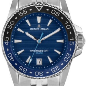 Jacques Lemans Liverpool 1-2205i, Herrenuhr, 41mm, 20 ATM, Datum, OVP | Zustand: Wie Neu | Farbe: silber