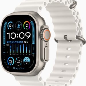 Apple Watch Ultra 2, 49mm, Titan, Weiß, Inklusive Ocean Armband, Originalverpackung (OVP) vorhanden. | Zustand: Gut | Farbe: grau
