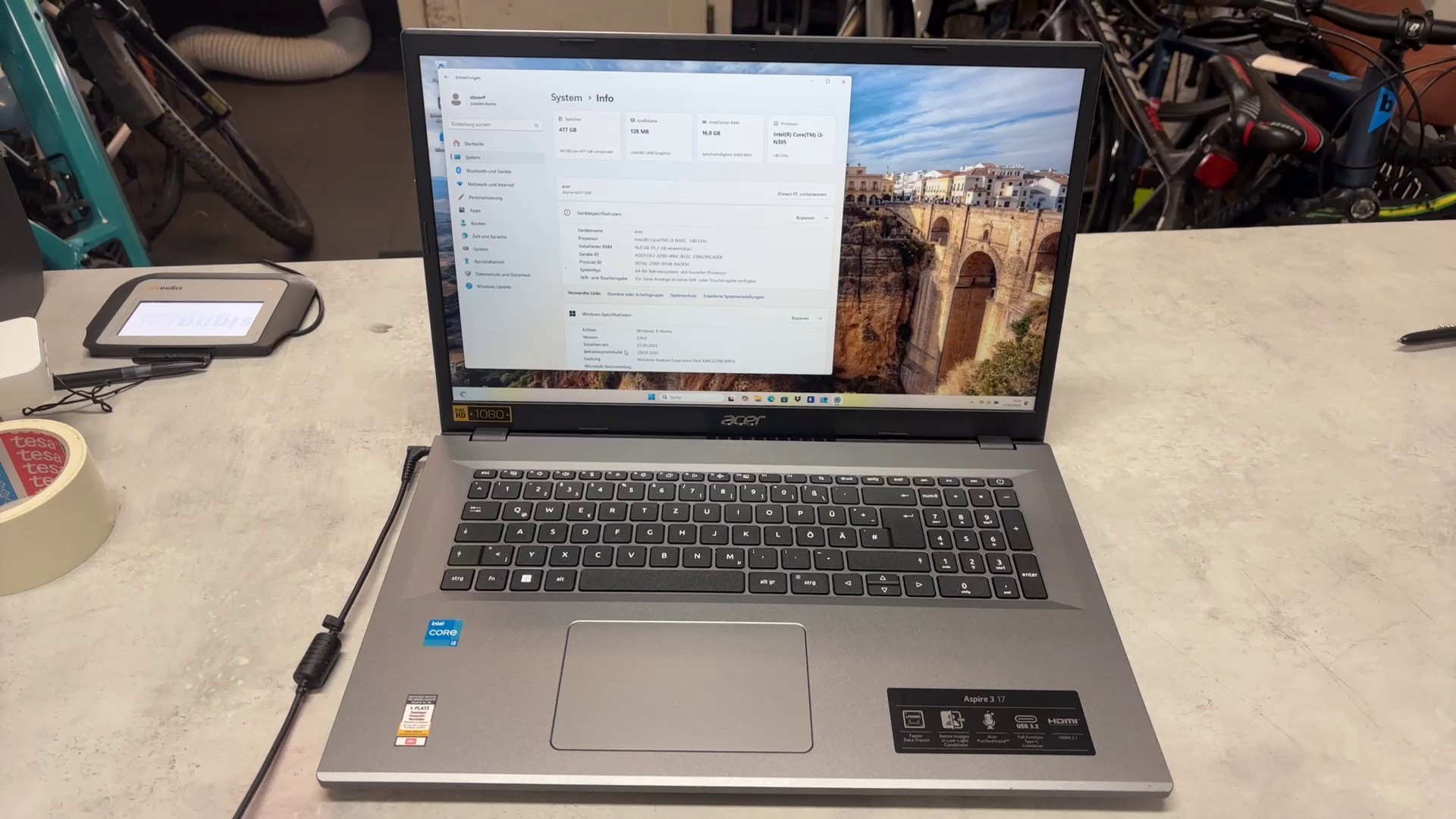 Acer Aspire 3 17 A317-55P, Grau, Intel Core i3-N305, 16GB RAM, 512GB SSD, Windows 11 Home, inkl. Ladegerät | Zustand: Sehr Gut – Bild 2