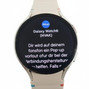 Samsung Galaxy Watch6 LTE 44mm Silber, Smartwatch mit GPS, Sapphire Crystal, 5 ATM, starke Kratzer auf dem Display, inkl. Ladegerät | Zustand: Gut | Farbe: weiss