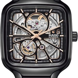 Rado True Square Automatic Open Heart Black, 38 mm Gehäuse aus schwarzer High-Tech-Keramik, Automatikwerk Kaliber R734, 80 Stunden Gangreserve | Zustand: Gut | Farbe: schwarz