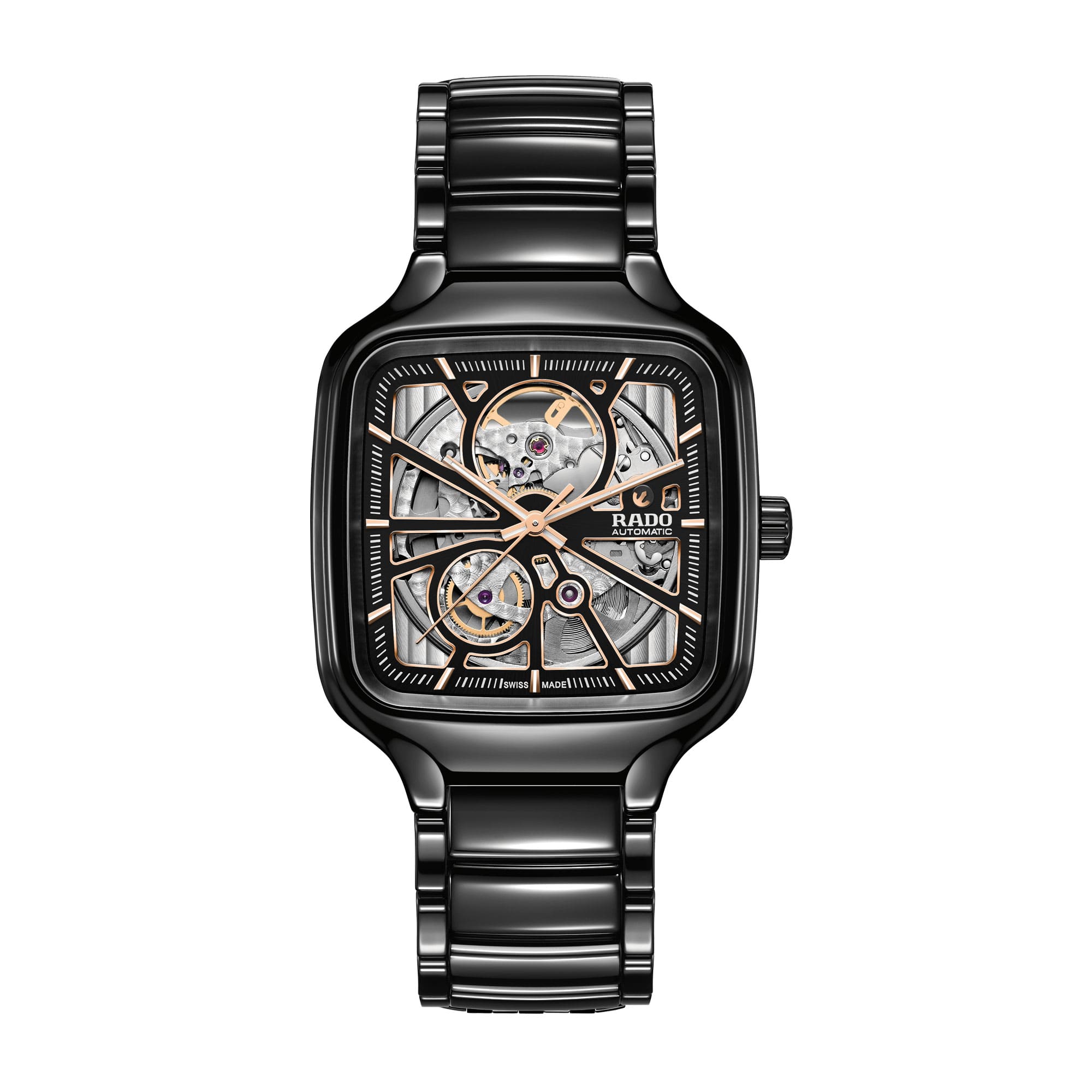 Rado True Square Automatic Open Heart Black, 38 mm Gehäuse aus schwarzer High-Tech-Keramik, Automatikwerk Kaliber R734, 80 Stunden Gangreserve | Zustand: Gut | Farbe: schwarz – Bild 2