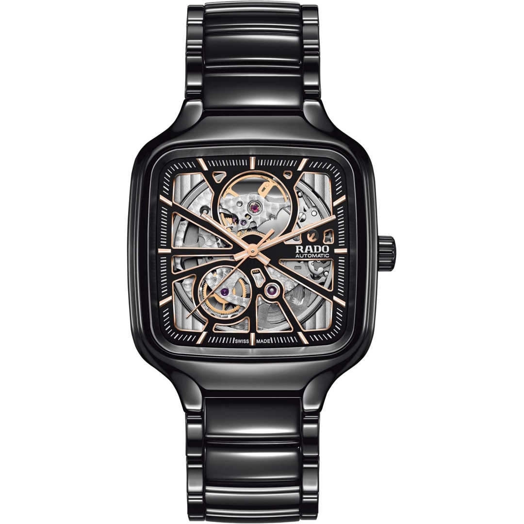 Rado True Square Automatic Open Heart Black, 38 mm Gehäuse aus schwarzer High-Tech-Keramik, Automatikwerk Kaliber R734, 80 Stunden Gangreserve | Zustand: Gut | Farbe: schwarz – Bild 5