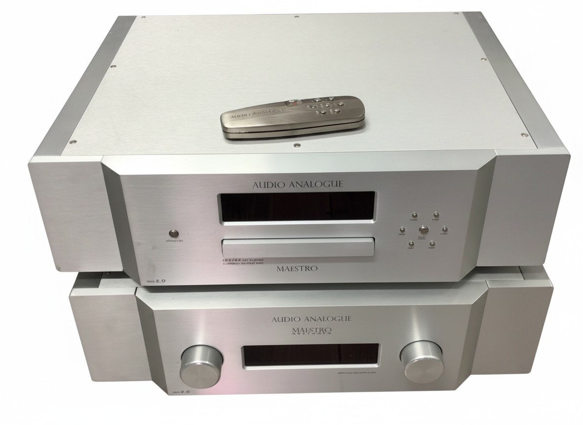 Audio Analogue Maestro CD Player 192/24+Audio Analogue Maestro Settanta, Silber, High-End CD-Player, RCA Ausgänge, inkl. Fernbedienung, leichte Gebrauchsspuren | High-End Vollverstärker, 70W | 8 Ohm, Phono MM | MC, XLR-Eingang, | Zustand: Gut