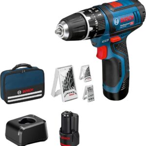 Bosch Professional GSB 12V-15 Set, Akku-Schlagbohrschrauber, inkl. 2x 2.0Ah Akku, Ladegerät GAL 12V-20, Bit-Set, Bohrer & Tasche | Zustand: Neu