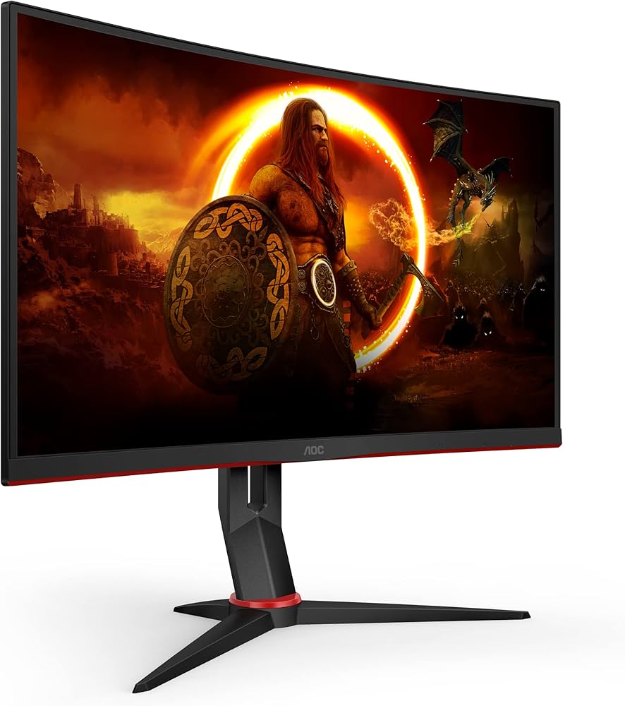 AOC C27G2ZU/BK Gaming Monitor, 27 Zoll Curved VA-Panel, Full HD, 240Hz, FreeSync Premium, USB-Hub, Schwarz | Rot | Zustand: Sehr Gut