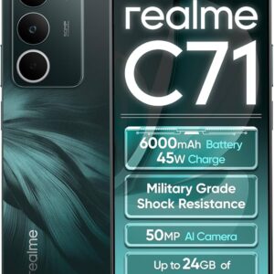 Realme C71 128GB, 6GB RAM, 6300mAh Akku, 45W Fast Charge, 50MP Kamera, OVP | SimLock: Frei | Zustand: Sehr Gut | Farbe: schwarz | Akku: 100%