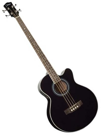 Johnson JAB-6CEBK Akustik-Bass, Akustik-Bassgitarre mit Tonabnehmer, Cutaway, Farbe Schwarz, 4-Saiter, vielseitiger Klang. mit Tasche | Zustand: Gut