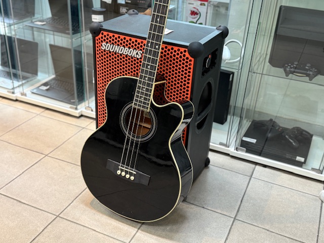 Johnson JAB-6CEBK Akustik-Bass, Akustik-Bassgitarre mit Tonabnehmer, Cutaway, Farbe Schwarz, 4-Saiter, vielseitiger Klang. mit Tasche | Zustand: Gut – Bild 2