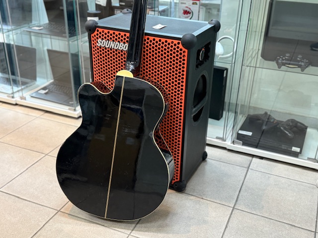 Johnson JAB-6CEBK Akustik-Bass, Akustik-Bassgitarre mit Tonabnehmer, Cutaway, Farbe Schwarz, 4-Saiter, vielseitiger Klang. mit Tasche | Zustand: Gut – Bild 5