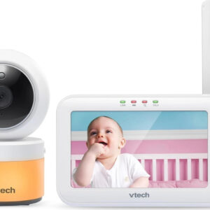 VTech VM5463 Video-Babyphone Weiß/Orange, 5 Zoll Farbdisplay, Schwenk- | Neigekamera, Nachtlicht, Nachtsicht, Gegensprechfunktion, Schlaflieder | Zustand: Neu