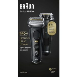 Braun Series 9 Pro+ 9510s Schwarz, Elektrischer Rasierer mit Ladestation und Reiseetui, Wet&Dry, 5+1 Scherelemente, Made in Germany | Zustand: Neu