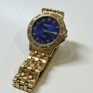 Raymond Weil Tango Diamantlünette Gold, Damen-Quarzuhr, goldfarbenes EdelstahLadegerätehäuse und Armband, blaues Zifferblatt, Datumsanzeige. | Zustand: Sehr Gut