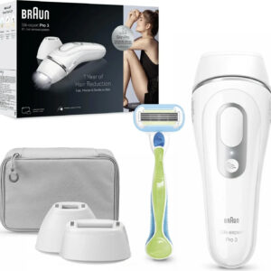 Braun Silk-expert Pro 3 PL3122 Weiß, IPL-Haarentferner mit Skin Pro Technologie, Präzisionsaufsatz, Venus Rasierer und Tasche. | Zustand: Neu