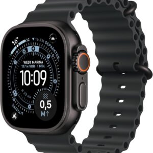Apple Watch Ultra 3 Titanium 49mm, GPS+Cellular, Akku 100%, Garantie bis 13.10.2026, mit Ocean Armband schwarz, ohne Verpackung | Zustand: Sehr Gut