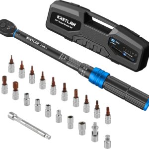 KRETLAW Drehmomentschlüssel 2-24 Nm 1/4", 22-teiliges Set inkl. Koffer, Bits, Steckschlüsseln, Verlängerung, Adapter und Gelenk. | Zustand: Sehr Gut