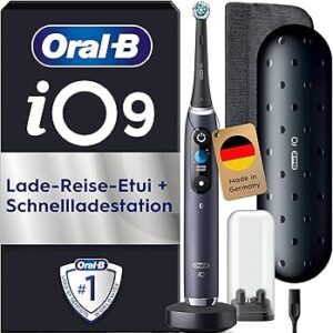 Oral-B iO Series 9 Black Onyx, Elektrische Zahnbürste mit 7 Putzmodi, 3D-Zahnputz-Tracking, KI, Farbdisplay, inkl. 2 Bürsten, OVP | Zustand: Neu