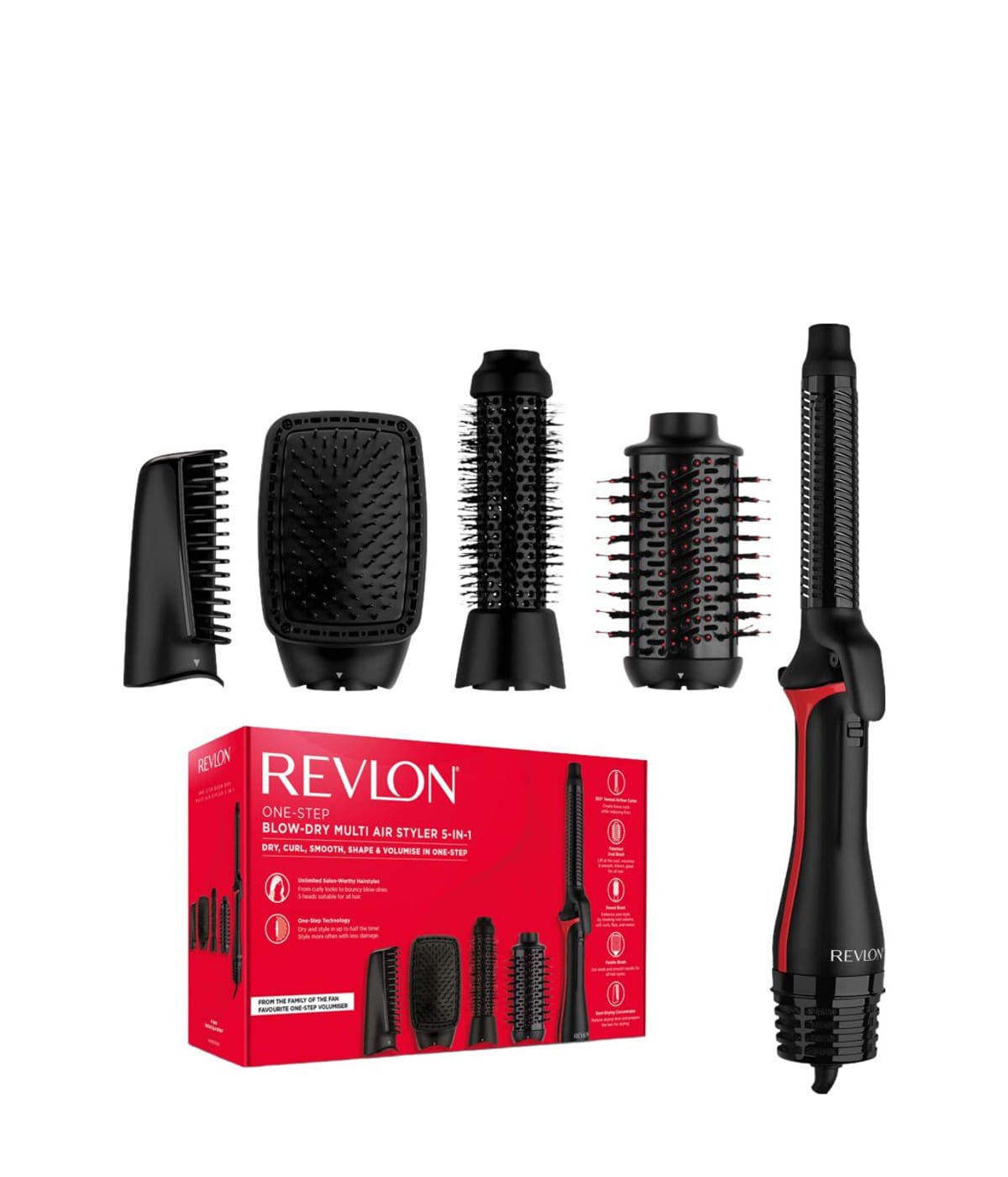 Revlon One-Step Blow-Dry Multi Styler RVDR5371E, 5-in-1 Multistyler mit 5 Aufsätzen, 4 Temperaturstufen, Ionic-Technologie für Glanz und Volumen. | Zustand: Neu