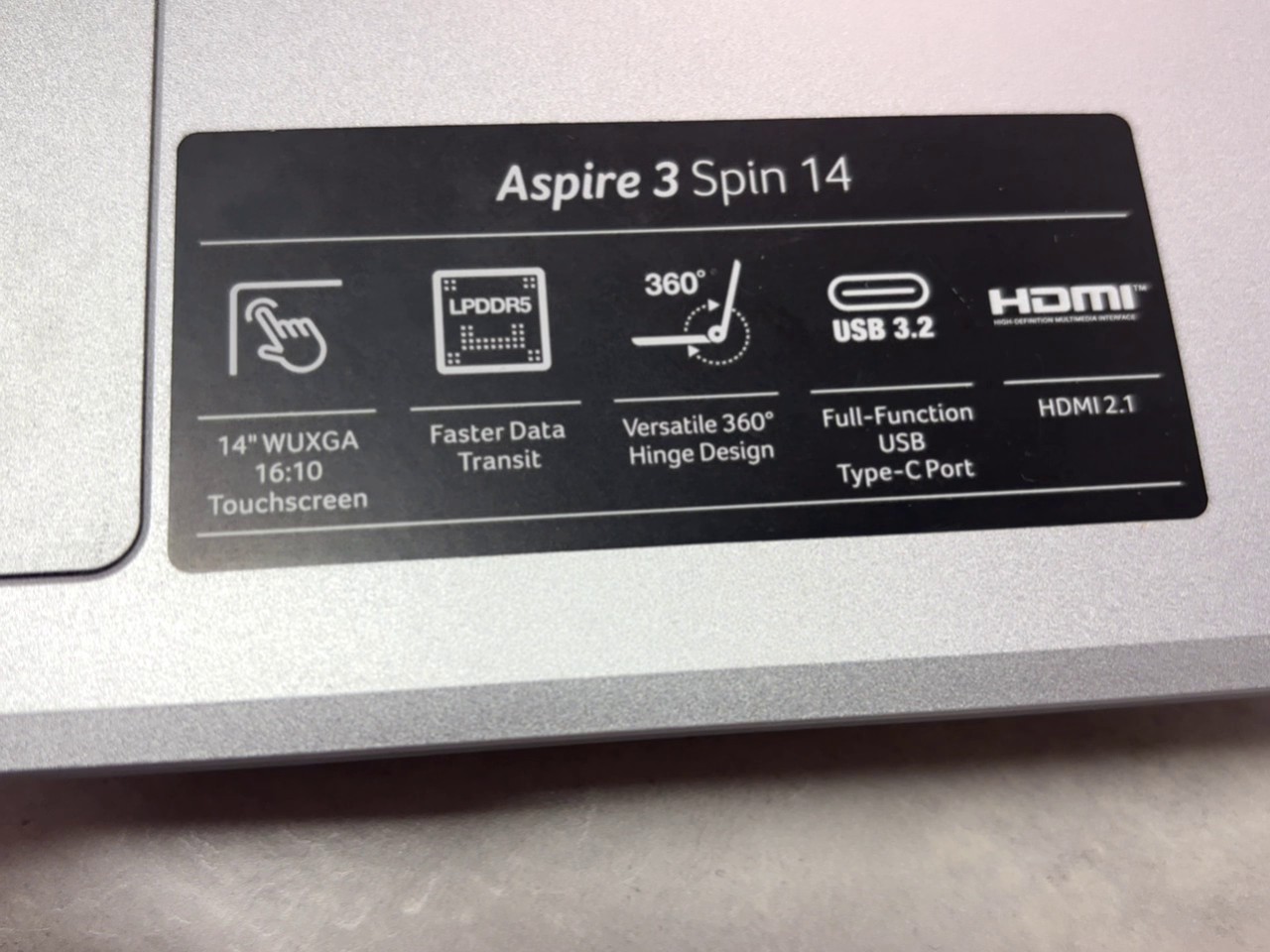 Acer Aspire 3 Spin 14 A3SP14-31PT, 14 Zoll 2-in-1 Convertible, WUXGA Touchscreen, 360° Scharnier, Intel Prozessor, silber | Zustand: Sehr Gut – Bild 2