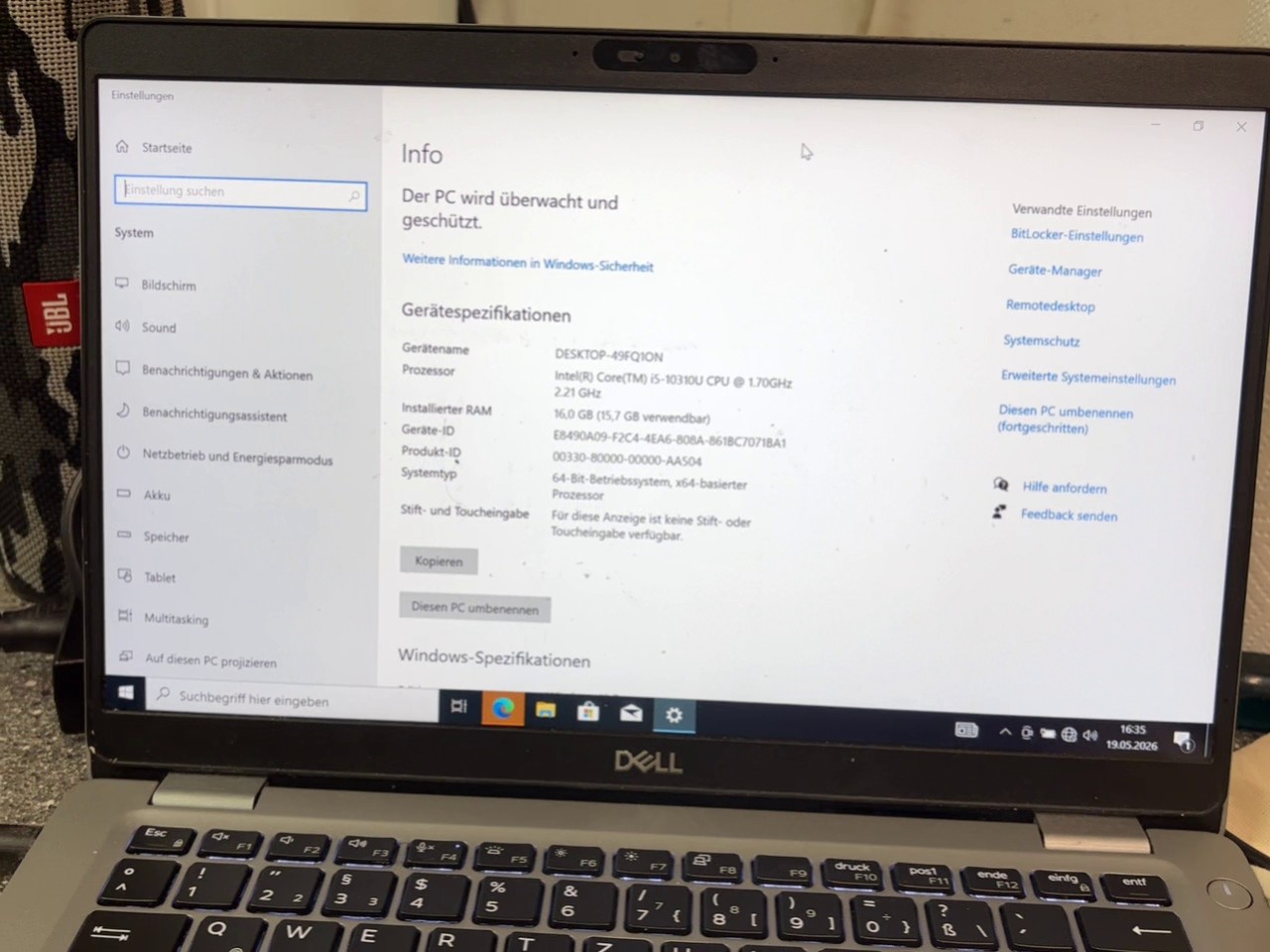 Dell Latitude 5410 i5-10310U 16GB RAM, Business-Notebook, 16GB RAM, Intel Core i5-10310U, inkl. Ladegerät und Stoffsack. | Zustand: Sehr Gut