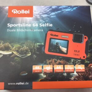 Rollei Sportsline 64 Selfie Orange, Unterwasserkamera, 4K Video, Dual-Display, 13 MP Sensor, wasserdicht bis 5m, inkl. OVP | Zustand: Wie Neu