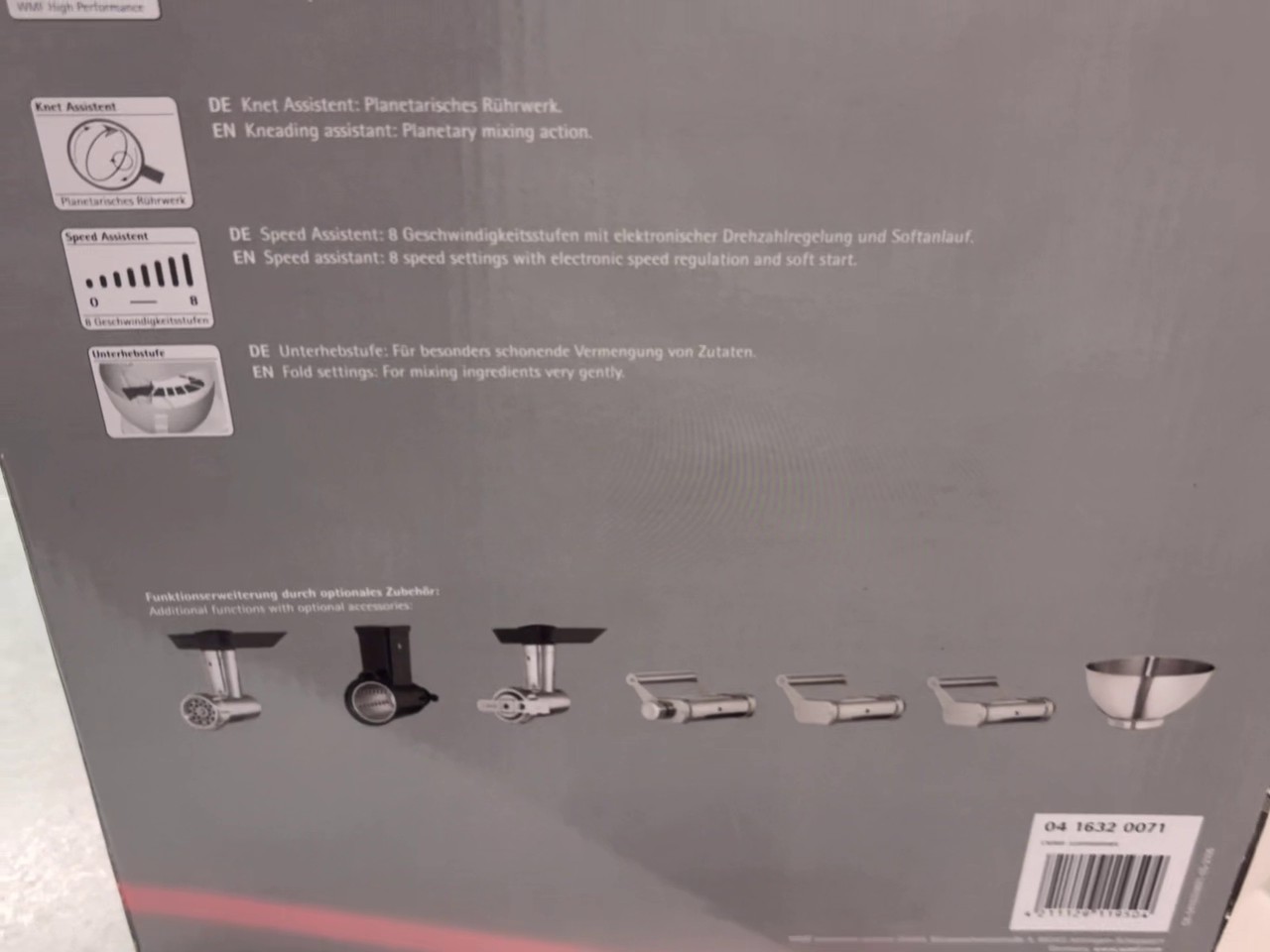 WMF Profi Plus Küchenmaschine Steel Grey, 1000 Watt, 5 L Rührschüssel, 8 Geschwindigkeitsstufen, inkl. Zubehör, neu in OVP | Zustand: – Bild 3