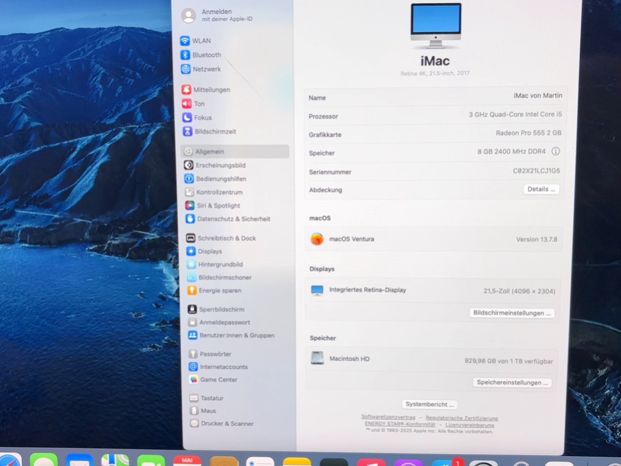 Apple iMac 21.5" Retina 4K 2017, Intel Core i5 3.0GHz, 8GB RAM, 1TB HDD, Radeon Pro 555 2GB, inkl. Tastatur und Maus. | Zustand: Sehr Gut – Bild 3